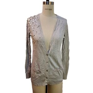 Ann Taylor‎ Loft Gray Sequin & Rhinestone Sweater Size M